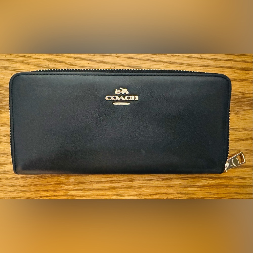 Coach Black Zip-Around Leather Wallet